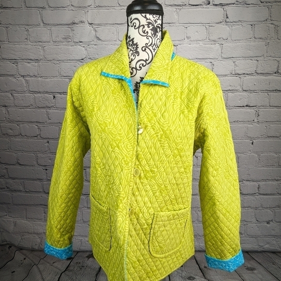 Casual Studio women's quilted size medium button reversible jacket pockets b18 - Picture 2 of 11